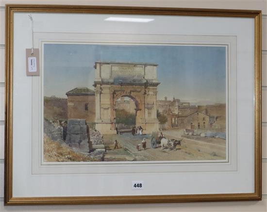 Italian School (19th century), study of the Arch of Titus, Via Sacra, Rome, watercolour, 31 x 50cm